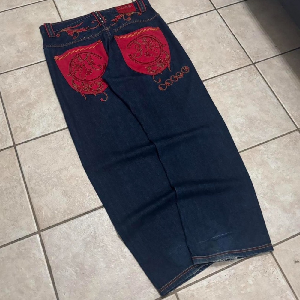 COOGI Dark Blue Jeans with Red Accents